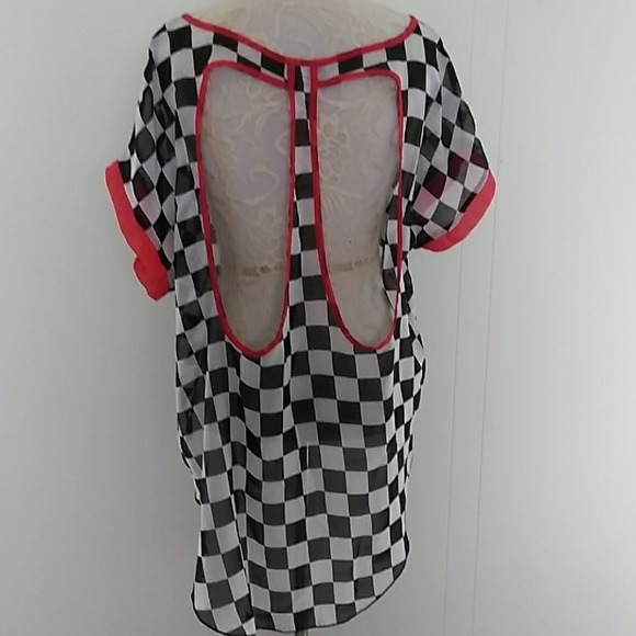 Blush checkered flag blouse - Picture 2 of 2